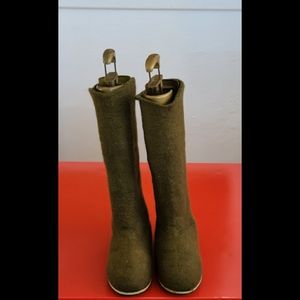 Custom Boiled Wool Forest Green Boots